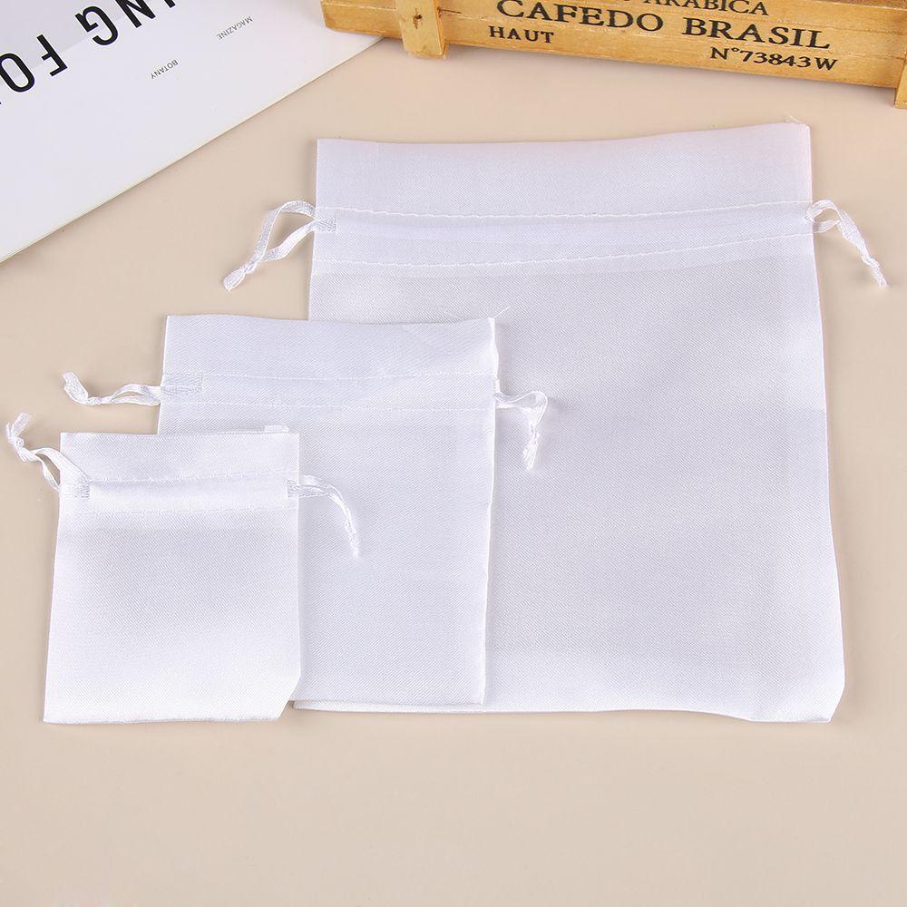 Túi Dây Rút Chất Liệu Satin Màu Trắng Dùng Để Đựng Trang Sức / Kẹo