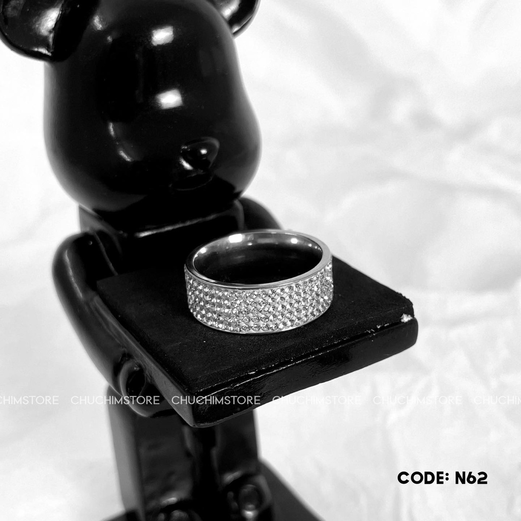 Nhẫn Cuban Đính Đá 5 Hàng Lấp Lánh - THÉP KHÔNG GỈ - N031