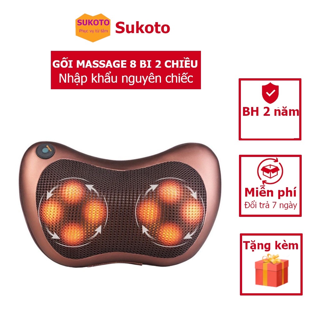 Gối Massage Hồng Ngoại 8 Bi Matxa Cổ Vai Gáy SUKOTO