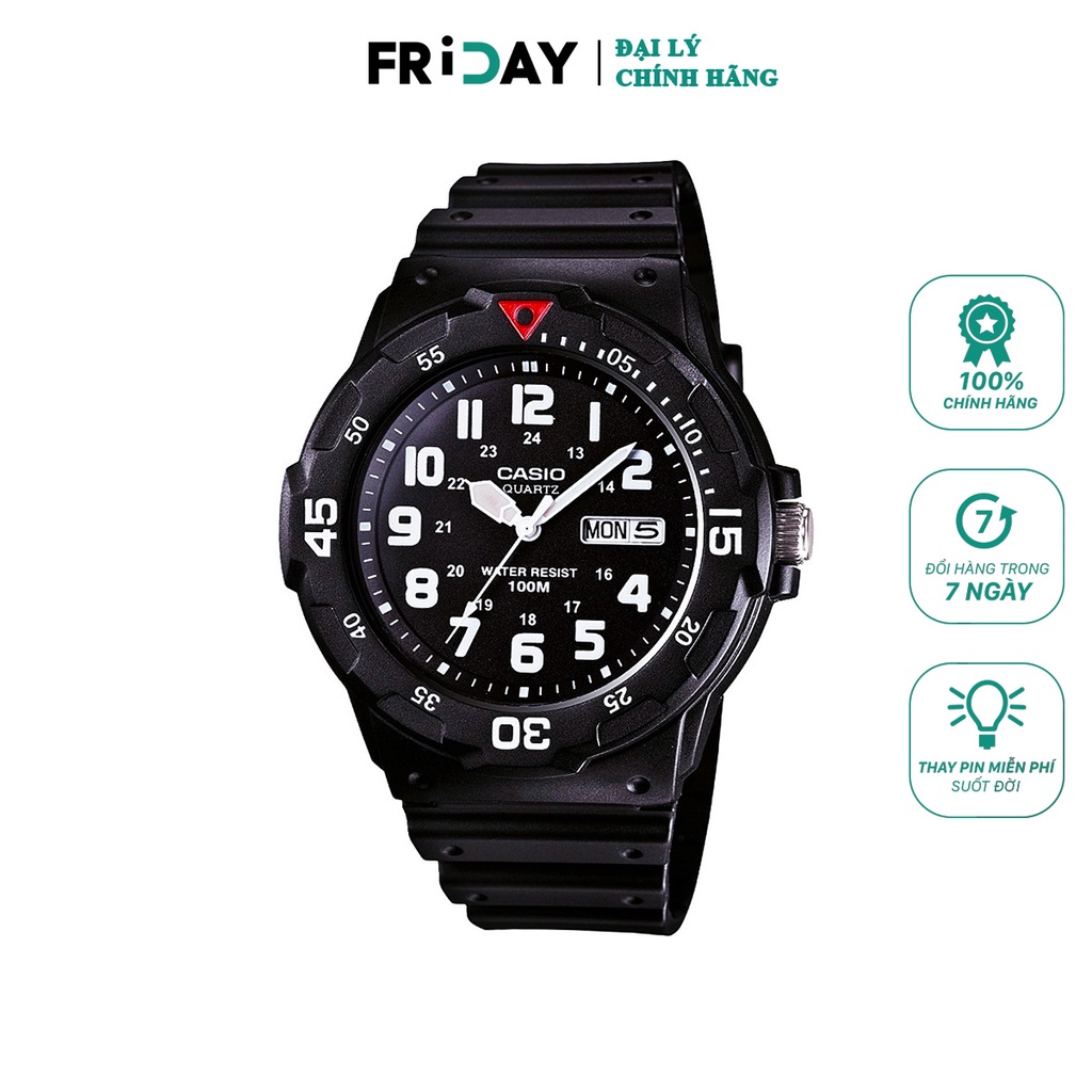 Đồng Hồ Casio Nam MRW-200H-1BVDF Mặt Tròn Dây Cao Su Chính Hãng