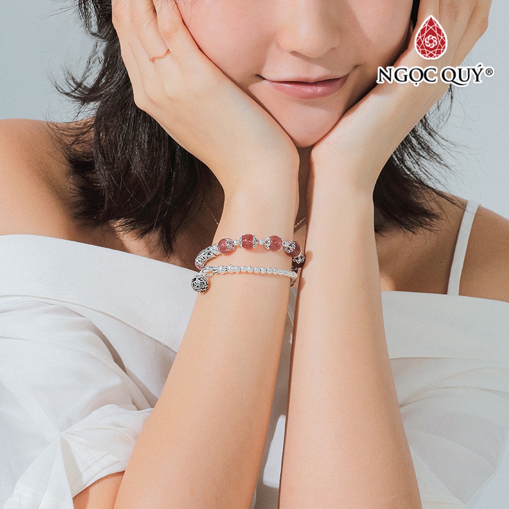 Vòng 2 line TA dâu phối charm bạc - Ngọc Quý