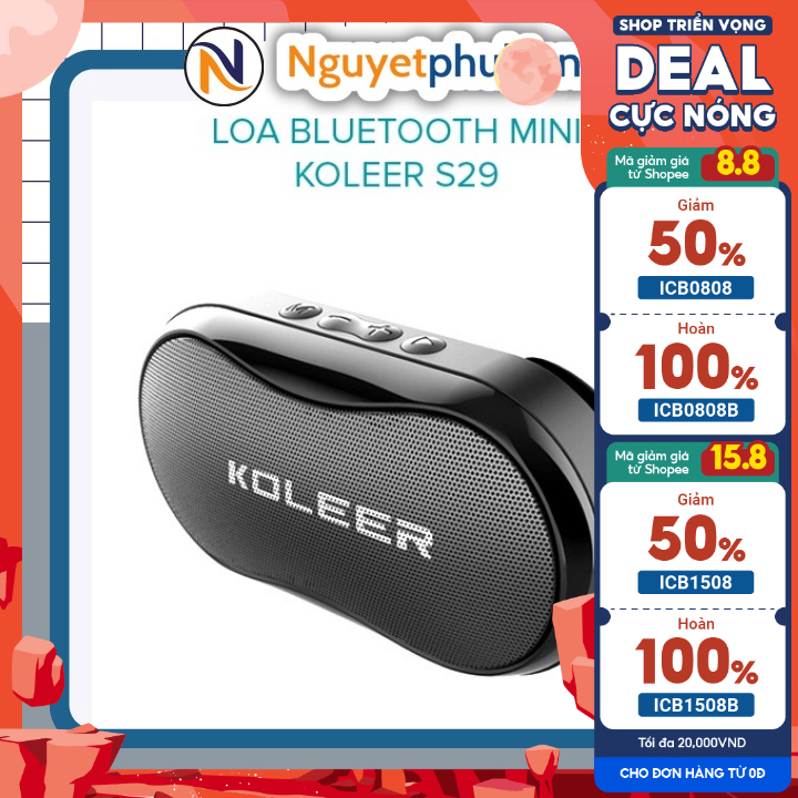 Loa bluetooth mini Koleer S29 cực hay, nghe USB, khe thẻ nhớ, đài radio FM, thoại rãnh tay (màu ngẫu nhiên)