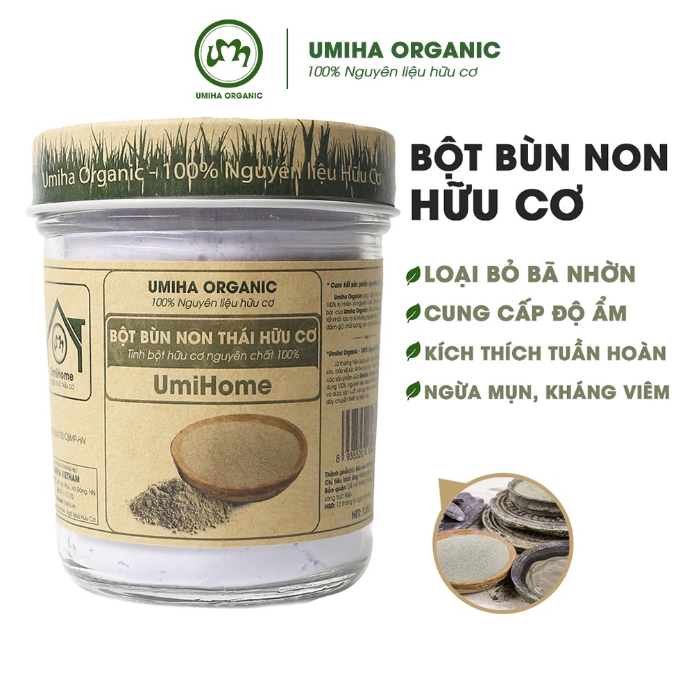 Bột đắp mặt nạ Bùn Non nguyên chất UMIHOME hữu cơ 135G cung cấp dưỡng chất tái tạo trẻ hóa làn da