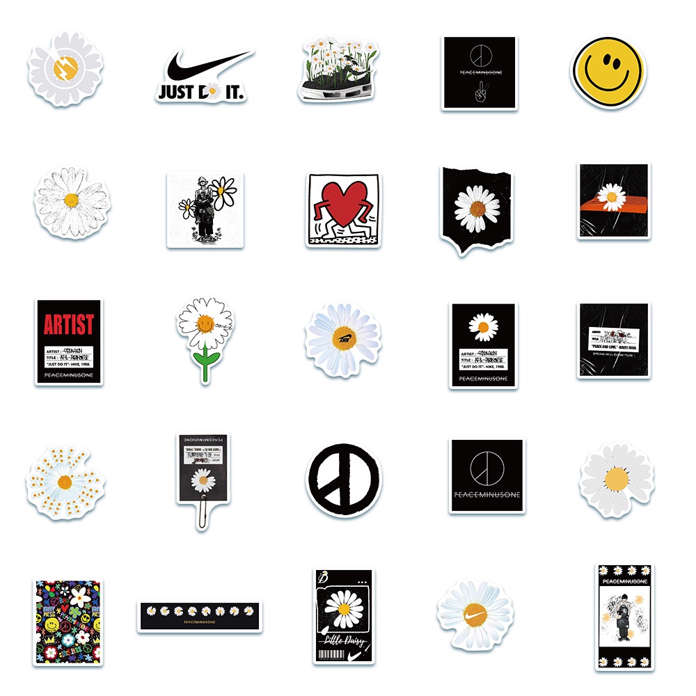 JOJO· Bộ Hình Dán Chống Thấm GD G-Dragon Peaceminusone Daisy, 50 tờ/bộ