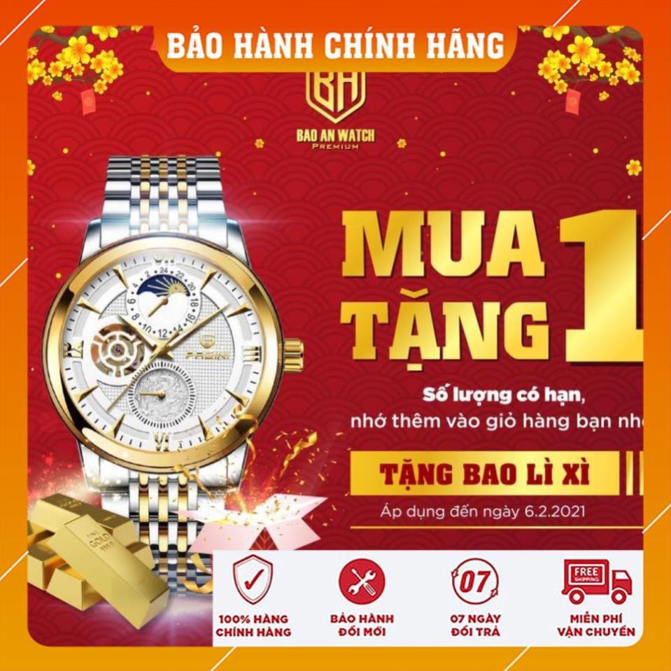 [Chính Hãng 100%] Đồng Hồ Nam PAGINI Automatic PA9922 Dây -  Đồng Hồ Cơ  Thép không gỉ - Bảo hành 2 năm