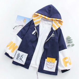 Áo khoác gió xanh phối màu 760