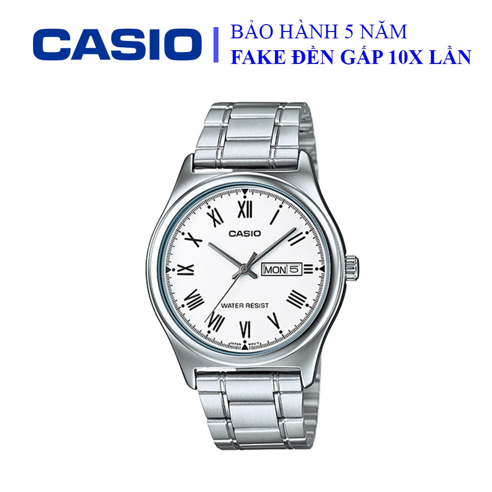 Đồng hồ Casio nam dây sắt thể thao,khung viền bạc ánh kim sang trọng,chống nước WR30M đi bơi (MTP-V006D-7BUDF)
