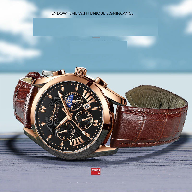 Đồng hồ nam dây da poedagar đẵng cấp sang trọng 2021, đồng hồ chống nước siêu bền ,DH04A -Lucas shop