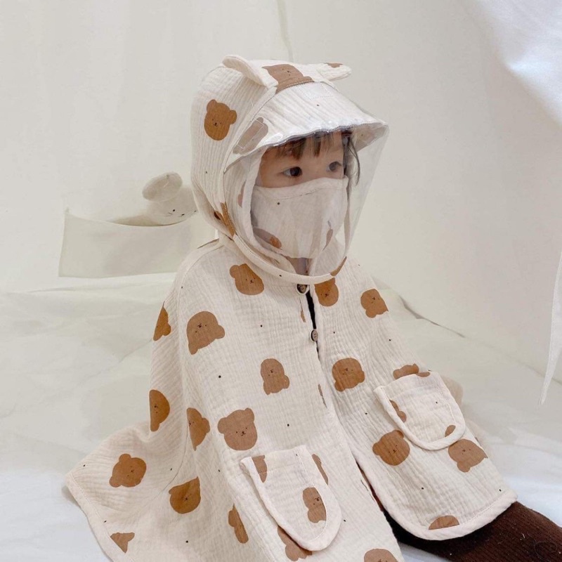 Áo choàng chống nắng 4 lớp cản gió cho bé chất liệu xô Muslin 0-36m