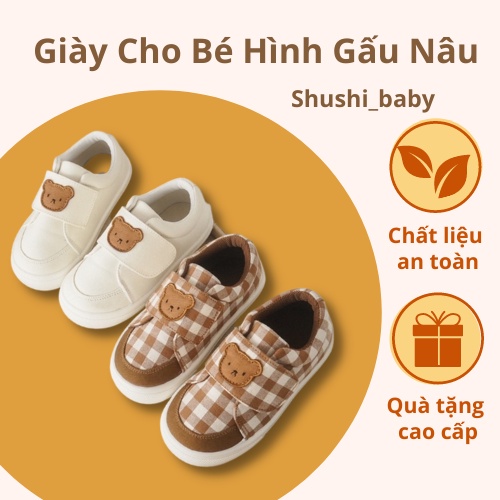 Giày Cho Bé Có Đế Chống Trượt Hình Gấu Nâu