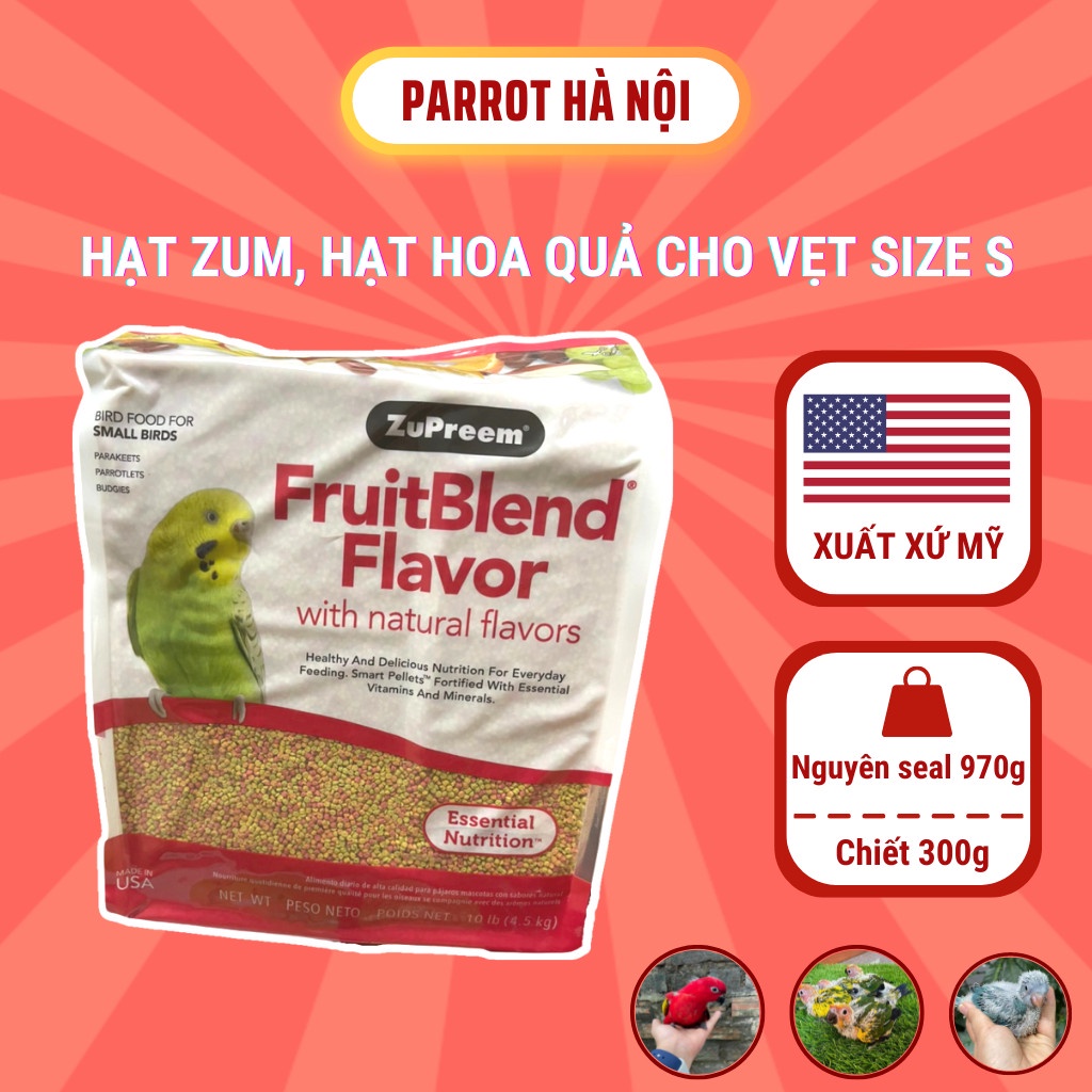 Hạt zum cho vẹt Size S, hạt hoa quả, trái cây dạng tròn chứa enzym cho chim, chào mào túi lớn 15kg, chiết gói nhỏ 1kg
