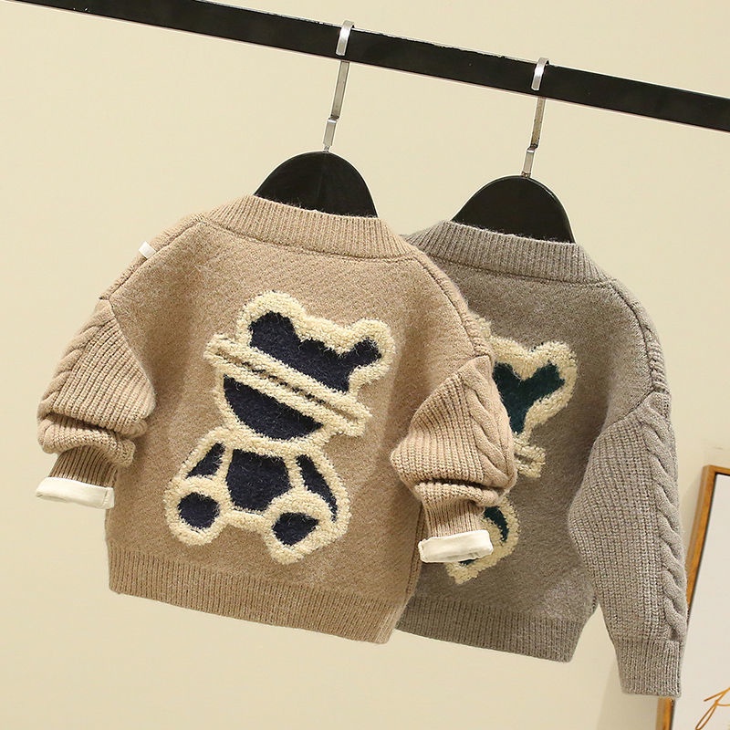 Áo Khoác Cardigan Dệt Kim Thiết Kế Mới Thời Trang Mùa Thu Đông Theo Phong Cách Hàn Quốc Cho Bé Trai