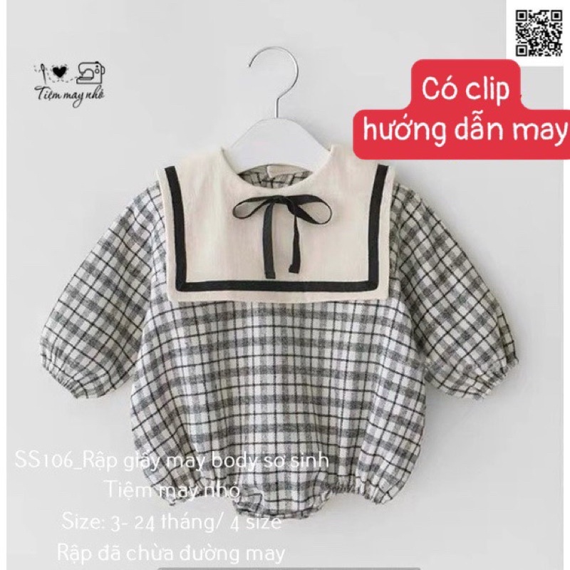 SS106_Rập giấy may body sơ sinh cổ thủy thủ