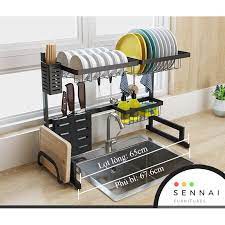 Kệ Để Chén Đĩa Thông Minh Trên Bồn Rửa Bát Sơn Đen Cao Cấp 95cm BH 1 Năm Chính Hãng