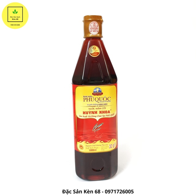 Nước Mắm Phú quốc Huỳnh Khoa-tự hào truyền thống trăm nĂm-chai 1 lít 32g/l