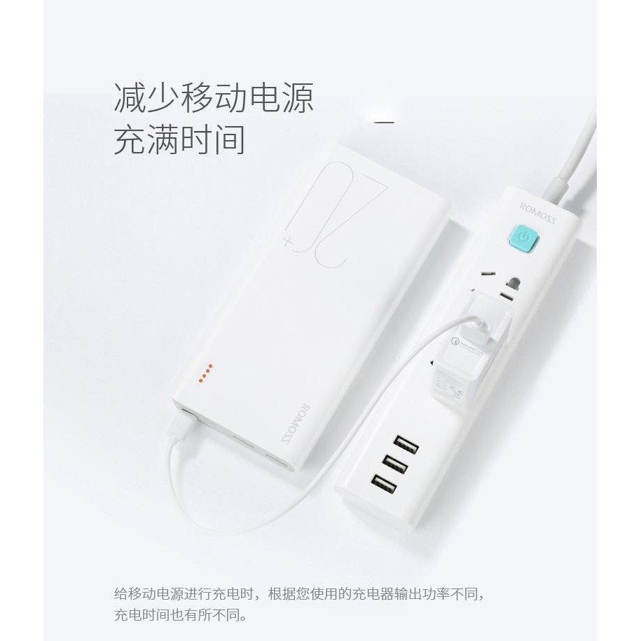 Pin sạc dự phòng Romoss Sense 6+ 20000mAh - Sạc nhanh QC3.0 và Sạc nhanh 2 chiều TypeC (Trắng)