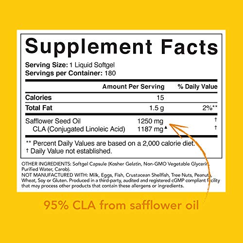 Viên giảm cân CLA 1250 Max Potency 1250mg Sports Research hũ 180 viên gel mềm [Hàng Mỹ hạn dùng tháng 10/2023]