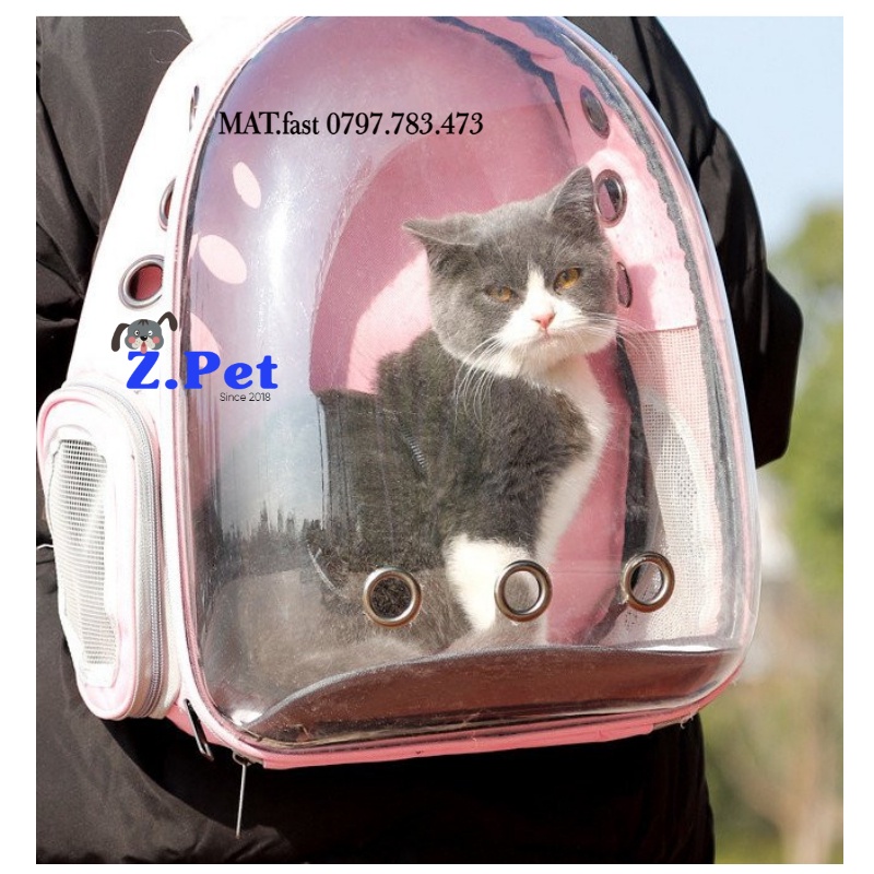 Balo trong suốt vận chuyển chó mèo (dành cho chó mèo dưới 7kg) túi vận chuyển dạng ba lô phi hành gia cho mèo