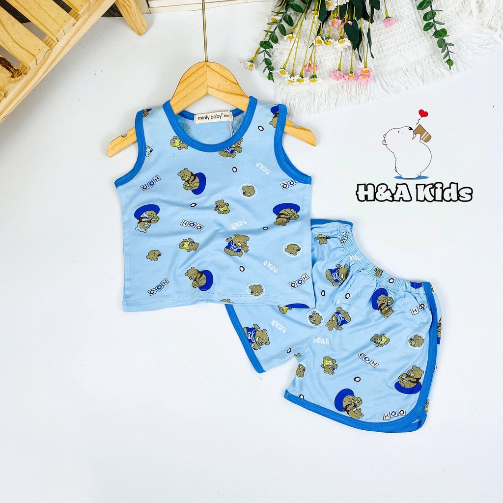 [Bé 7-32kg] Bộ Ba lỗ thun lạnh in toàn thân quần vát cho bé trai bé gái từ 7-32kg