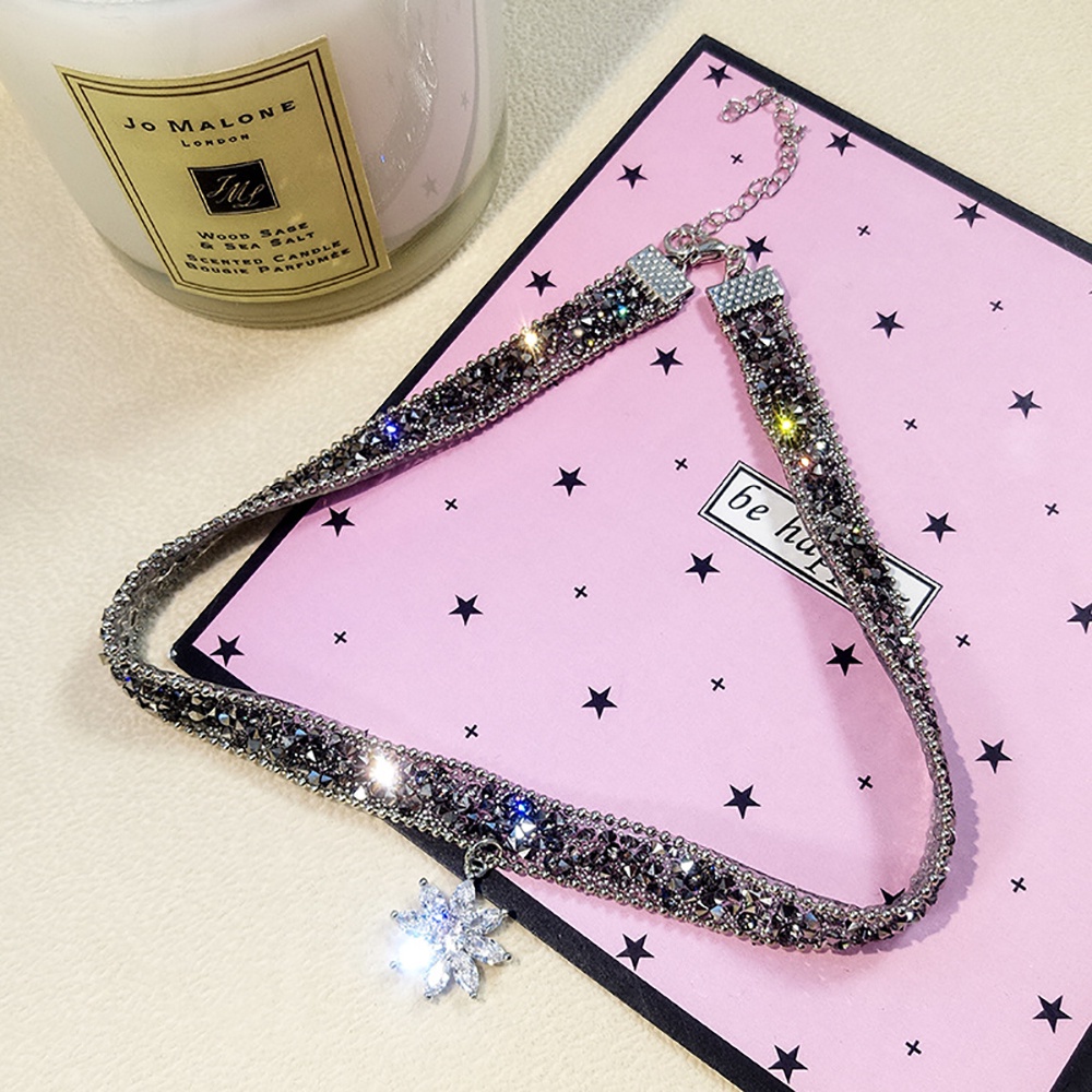 Vòng cổ choker bằng hợp kim hình hoa tuyết lấp lánh thời trang đẹp mắt dành cho nữ