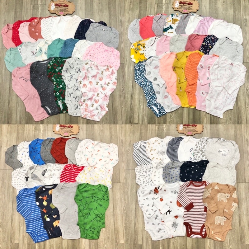Bodysuit dài tay bé trai bé gái, body chip dài tay cho bé sơ sinh chất cotton mềm thấm hút mồ hôi