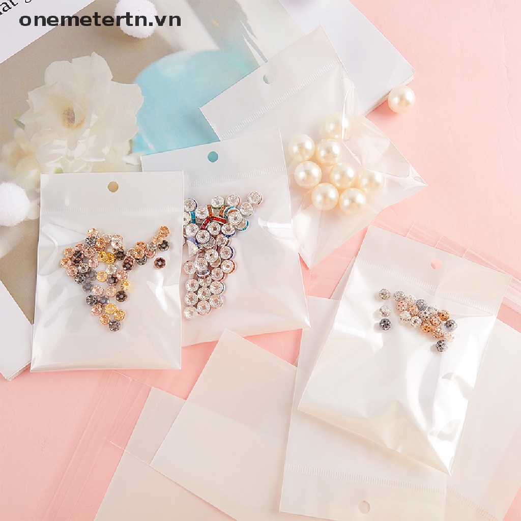 Set 50 Túi Bóng Kính Nhựa Màu Trắng Dùng Để Đựng Trang Sức DIY
