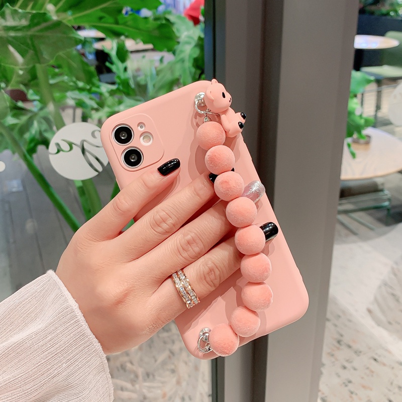 Ốp Điện Thoại Dẻo Họa Tiết Hoạt Hình Chú Gấu Kèm Dây Đeo Cho Samsung Note 8 9 10 Lite 10 Pro 20 Ultra