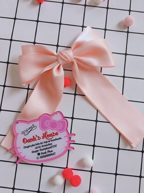 Kẹp nơ satin silk basic 2 tầng