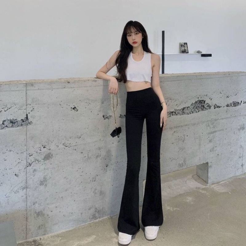 Quần ống loe nữ dáng dài  cạp cao- quần legging ống loe form chuẩn-Minhanh.official.store