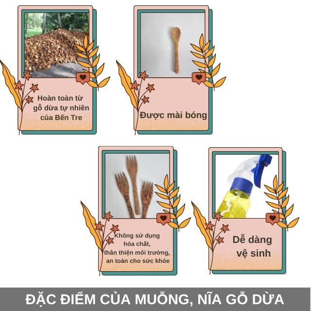 Muỗng nĩa gỗ dừa tự nhiên Bến Tre BENRI SHOP D-MUONG, D-NIA