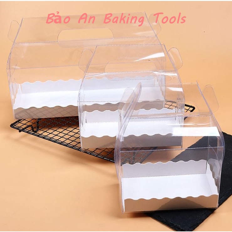 Hộp mica có quai đựng bánh kem cuộn