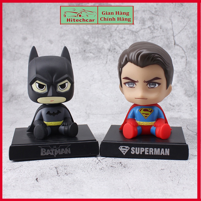 Phụ Kiện Trang Trí Xe Hơi Kèm Giá Đỡ Điện Thoại Batman Superman Trang Trí Taplo Ô Tô, Bàn Làm Việc, Bàn Học Dễ Thương