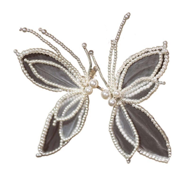 Kẹp Tóc Hình Cánh Bướm Đính Ngọc Trai Cho Chị Em Gái