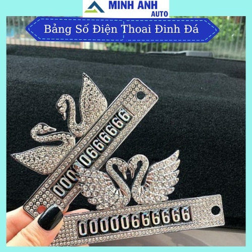 Bảng Số Điện Thoại Đính Đá Thiên Nga,Vương Miện Gắn Kính Lái Xe Ô Tô