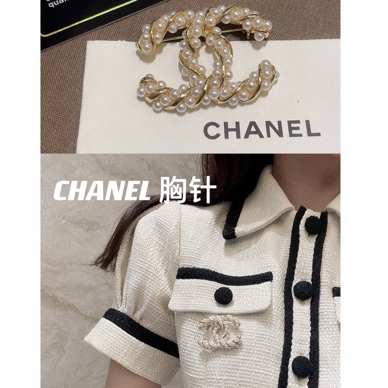 Ghim cài áo hình chữ C đính ngọc trai nhân tạo thời trang đẹp mắt