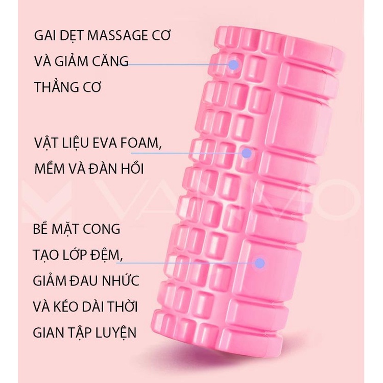 Con Lăn Massage Foam Roller Tập Gym, Yoga Thư Giãn Cơ Thể