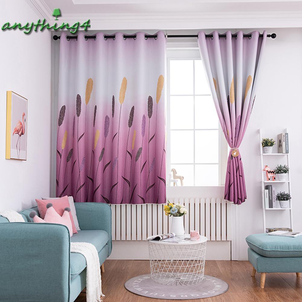 READY√ANY❀Reed Printing Polyester Window Blinds Drapes Living Room Blackout Curtains