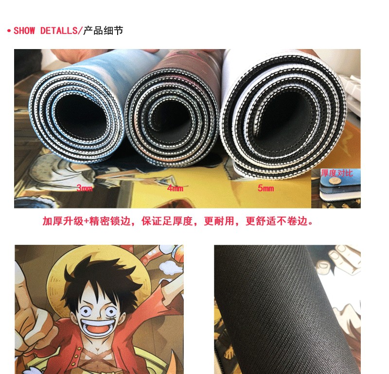 ☾❄☬☽One Piece Anime mouse pad extra large thickened Luffy Zoro Boa Hancock ace computer keyboard large table mat customi