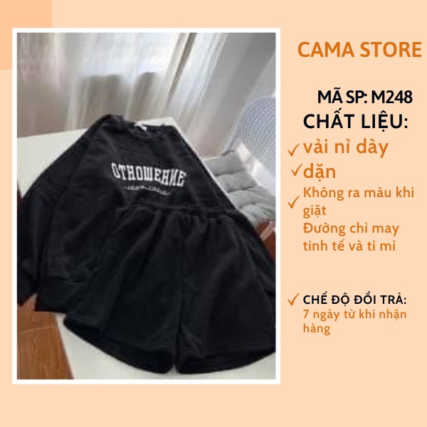 Bộ nỉ nữ áo sweater nữ hoodie form rộng cổ tròn cute hàn quốc unisex dài tay CAMA STORE M248 | BigBuy360 - bigbuy360.vn