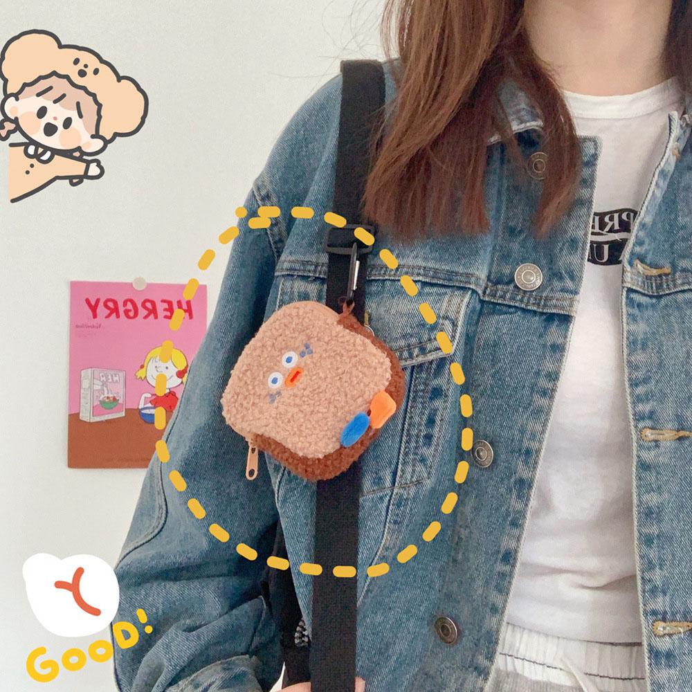 QQMALL Ví Đựng Tiền Xu Mini Mềm Mại Hình Bánh Mì Dễ Thương Cho Bé Trai