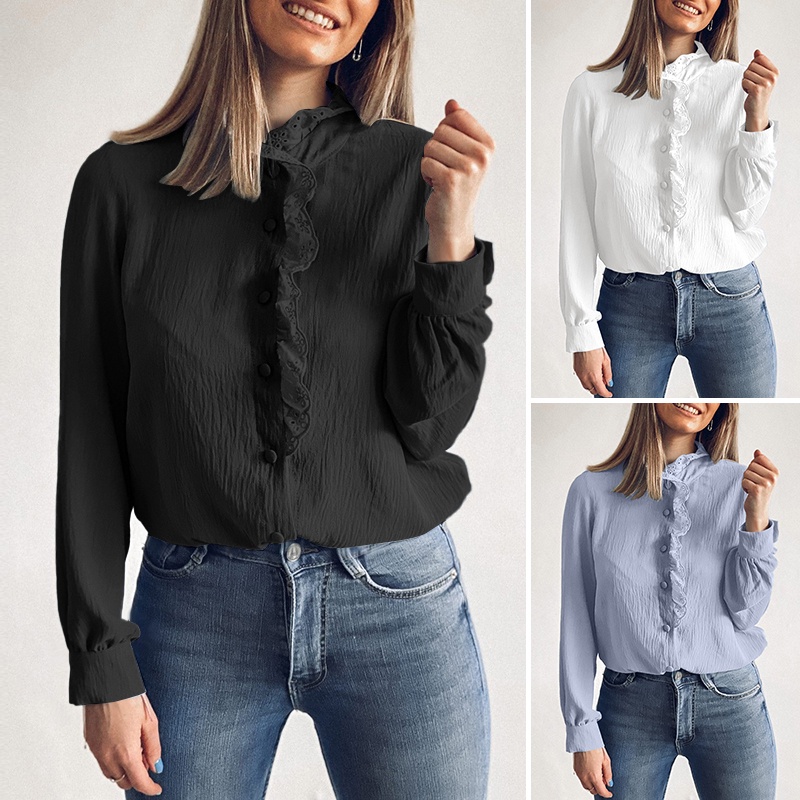 Áo Zanzea tay dài cổ đứng phong cách Châu Âu thanh lịch thời trang dành cho nữ