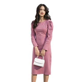 Đầm cotton dài tay hồng IFU 05-3063