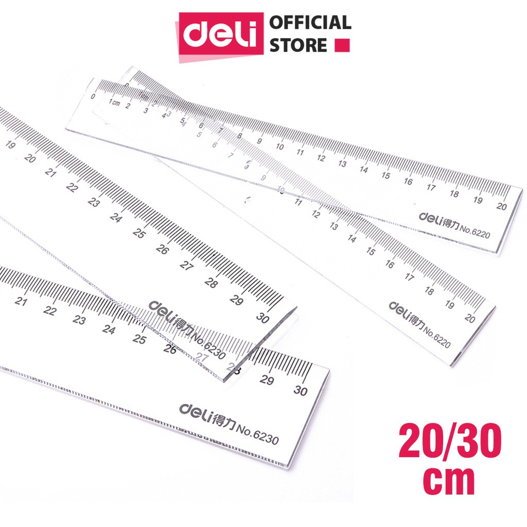 [Mã LIFEDL10 giảm 8% đơn 99K] Thước kẻ Deli trong suốt - 20/30cm - 1 chiếc - E6220/ E6230