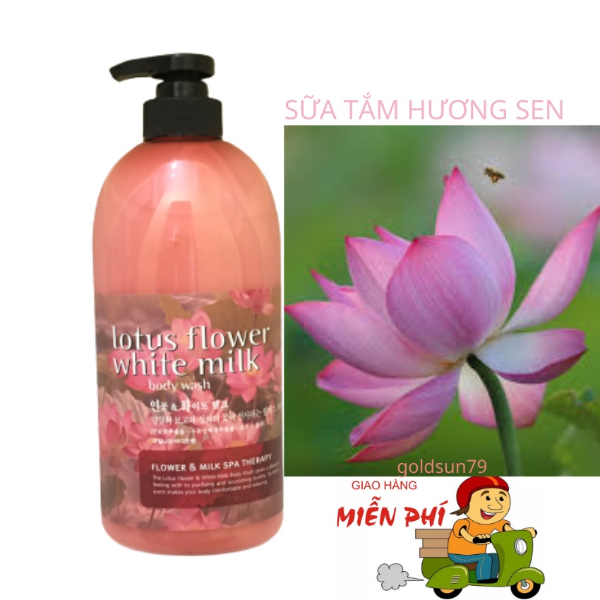 Sữa tắm hương hoa sen 750ml loại bỏ tế bào chết làm trắng da sáng mịn và mềm mại