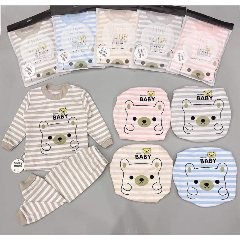 Bộ dài tay Bé gái Bé trai vải nỉ Bộ thu đông cho bé MinkyMom Quần áo trẻ em