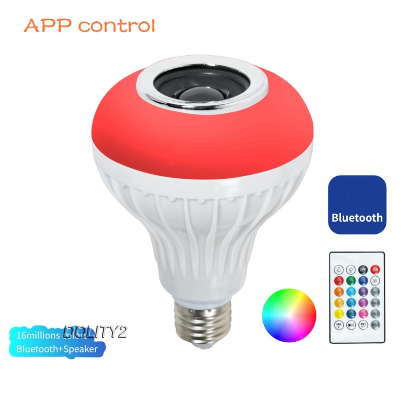 Set 2 Đèn Led Rgb E27 Không Dây Kết Nối Bluetooth Điều Khiển Từ Xa