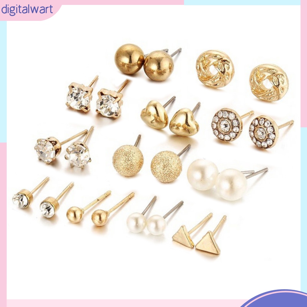 Bộ 6/9/12 đôi bông tai đính ngọc trai nhân tạo thời trang cho nữ