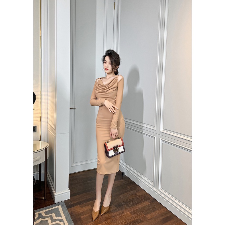 ZYHT Đầm Dạ Hội Dáng Dài Ôm Sát Phong Cách Vintage Hàn Quốc 10045