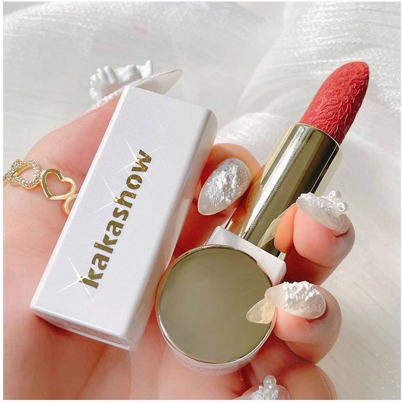 【Ready stock】kakashow Carved Lipstick Tinted Lip Balm Chinese Domestic Lipstick Lip Beauty Makeup Care Matte Velvet Moisturizing Lasting Waterproof