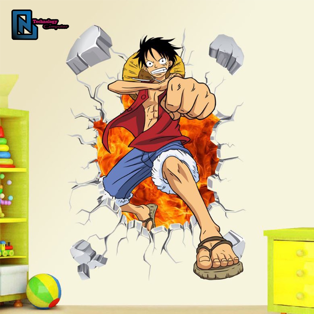 Dán Tường 3d One Piece Luffy Hình Nhân Vật Hoạt Hình